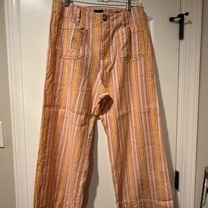 Anthropologie Striped Ankle Pants - Orange and Pink